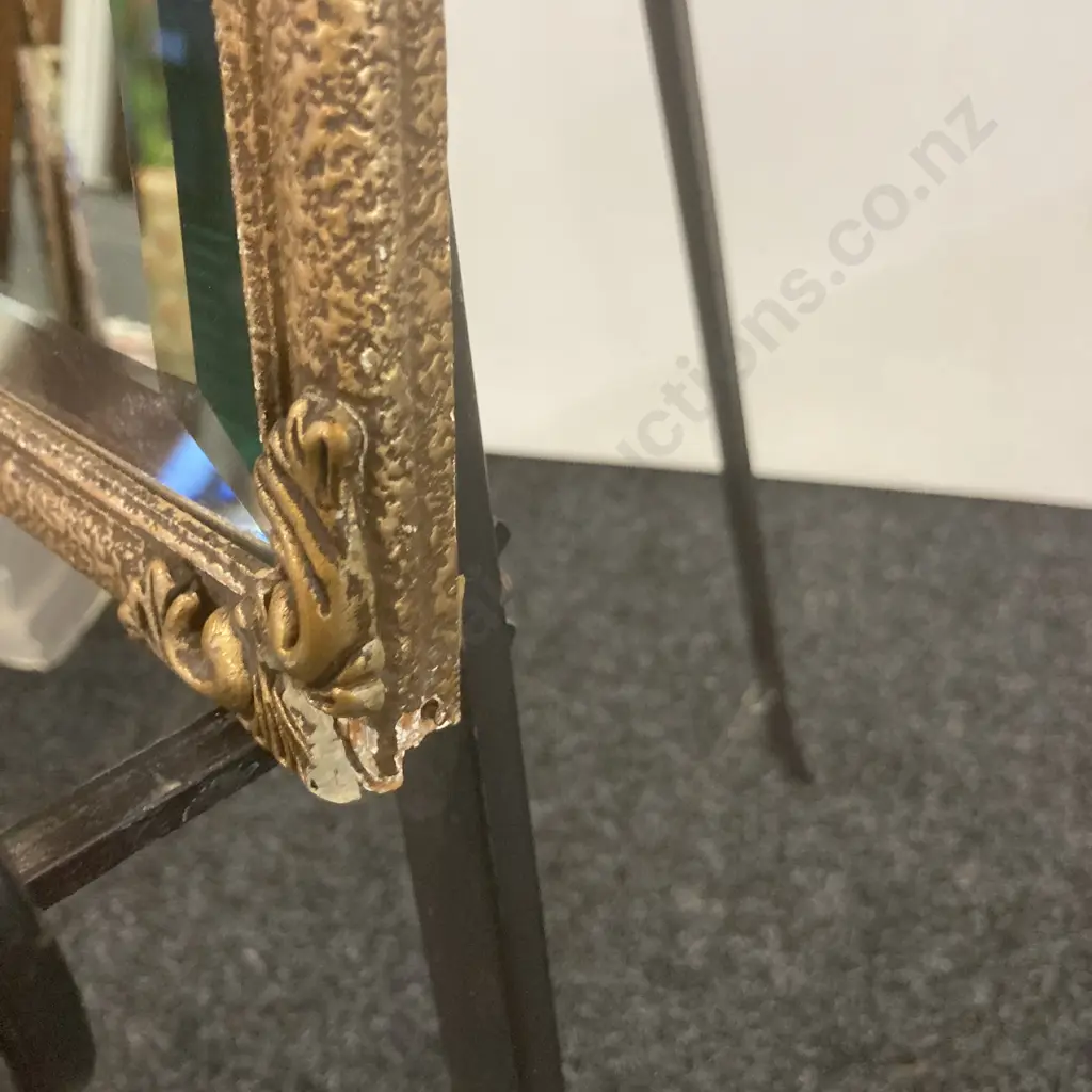 Antique Bevelled Wall Mirror With Plaster Frame. 40 x 35cm (As Found) Image 1++