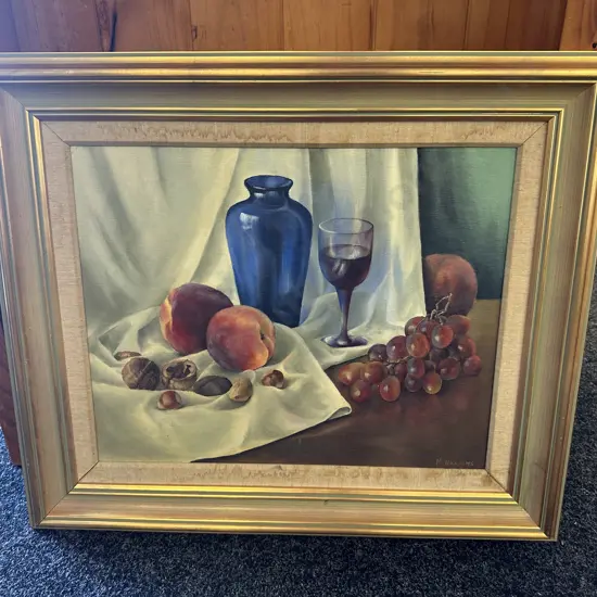 Vintage Gilt Framed Still Life Art Work Signed M Willams H58,W69cm  