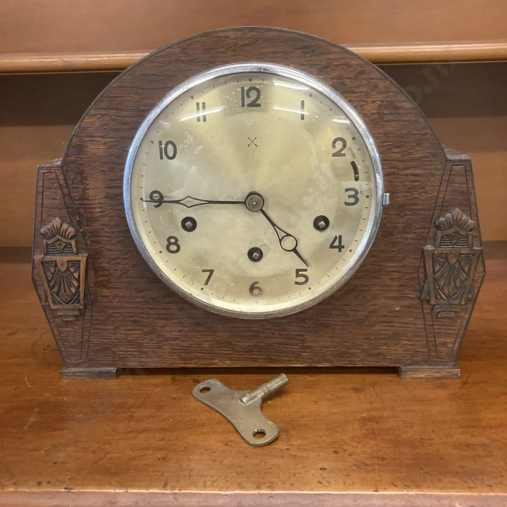 Vintage German HAC (Hamburg American Corporation) Art Deco Crossed Arrows Mantle Clock c1920s With Key Image 1++