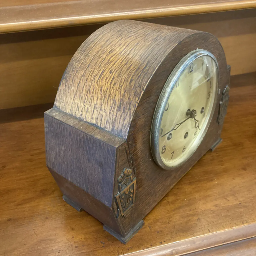 Vintage German HAC (Hamburg American Corporation) Art Deco Crossed Arrows Mantle Clock c1920s With Key Image 1++