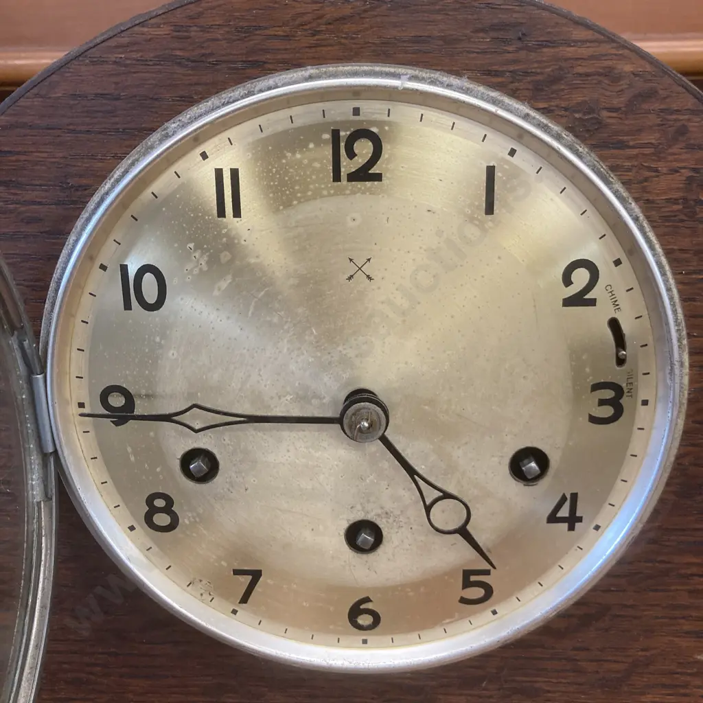 Vintage German HAC (Hamburg American Corporation) Art Deco Crossed Arrows Mantle Clock c1920s With Key Image 1++