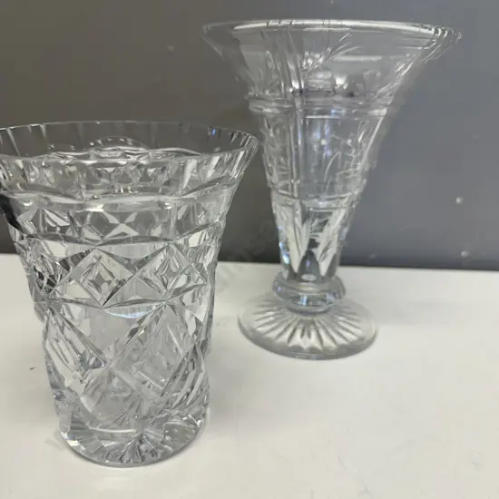 Vintage Crystal Vases With Frog