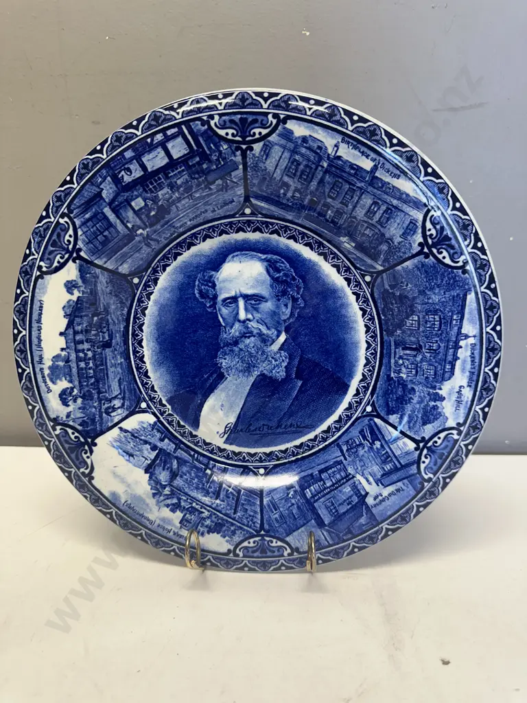 Antique Opaque China Charles Dickens Plate c1904 Rd No 434243. Dia 26cm Image 1++