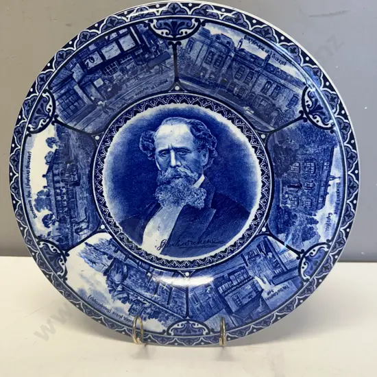 Antique Opaque China Charles Dickens Plate c1904 Rd No 434243. Dia 26cm