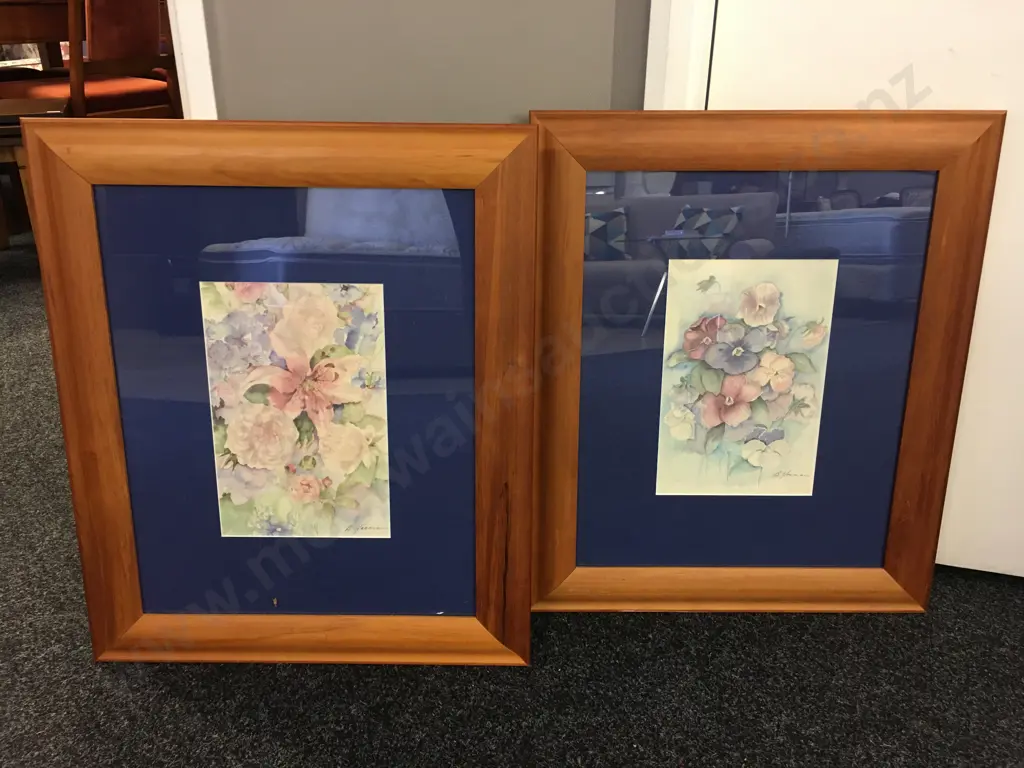 Pair Of Framed Artwork Signed B.Yeoman H63,W53cm. Image 1++