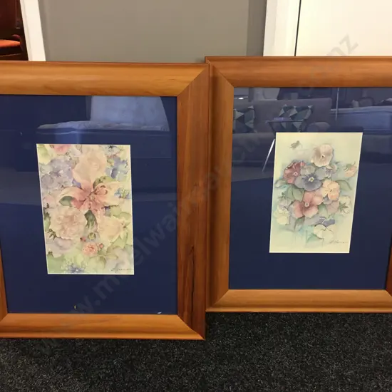Pair Of Framed Artwork Signed B.Yeoman H63,W53cm.