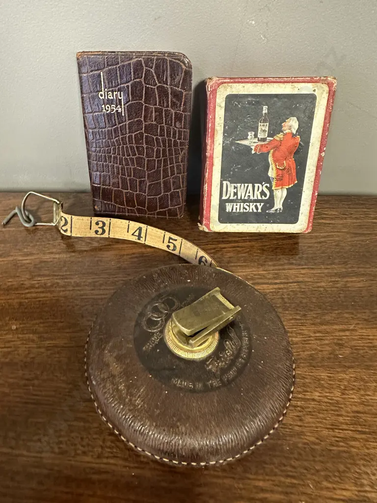 Vintage Items Including Dewars Whiskey Playing Cards, Diary & Chinese Made Tape Measure Image 1++