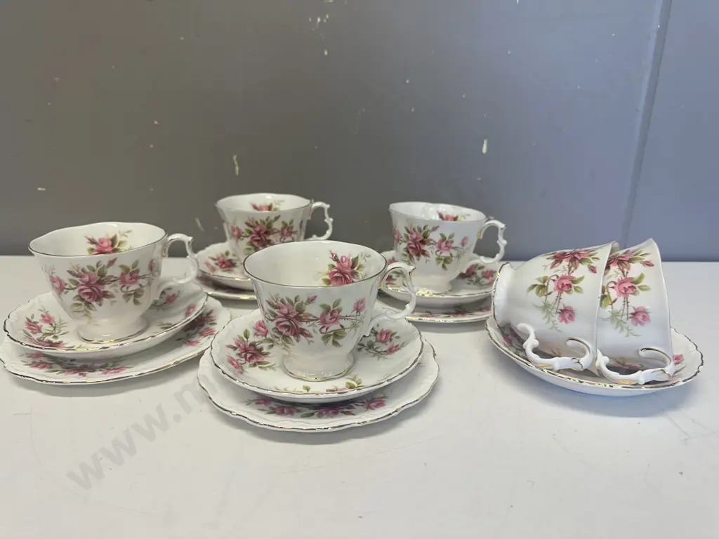 Vintage Royal Albert 'Romance' Trios x 4 With Duo & Extra Cup Image 1++