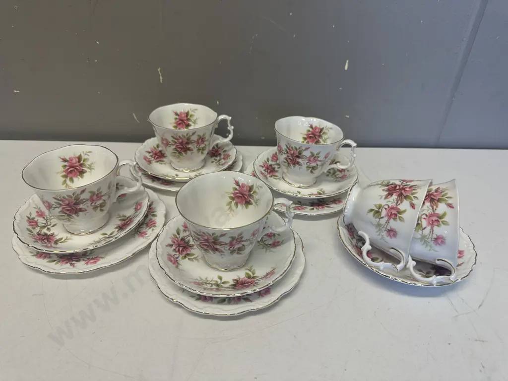 Vintage Royal Albert 'Romance' Trios x 4 With Duo & Extra Cup Image 1++