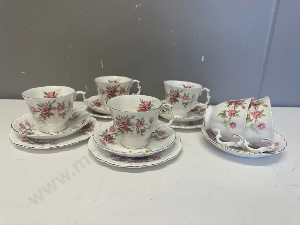 Vintage Royal Albert 'Romance' Trios x 4 With Duo & Extra Cup Image 1++