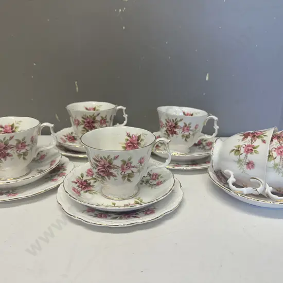 Vintage Royal Albert 'Romance' Trios x 4 With Duo & Extra Cup