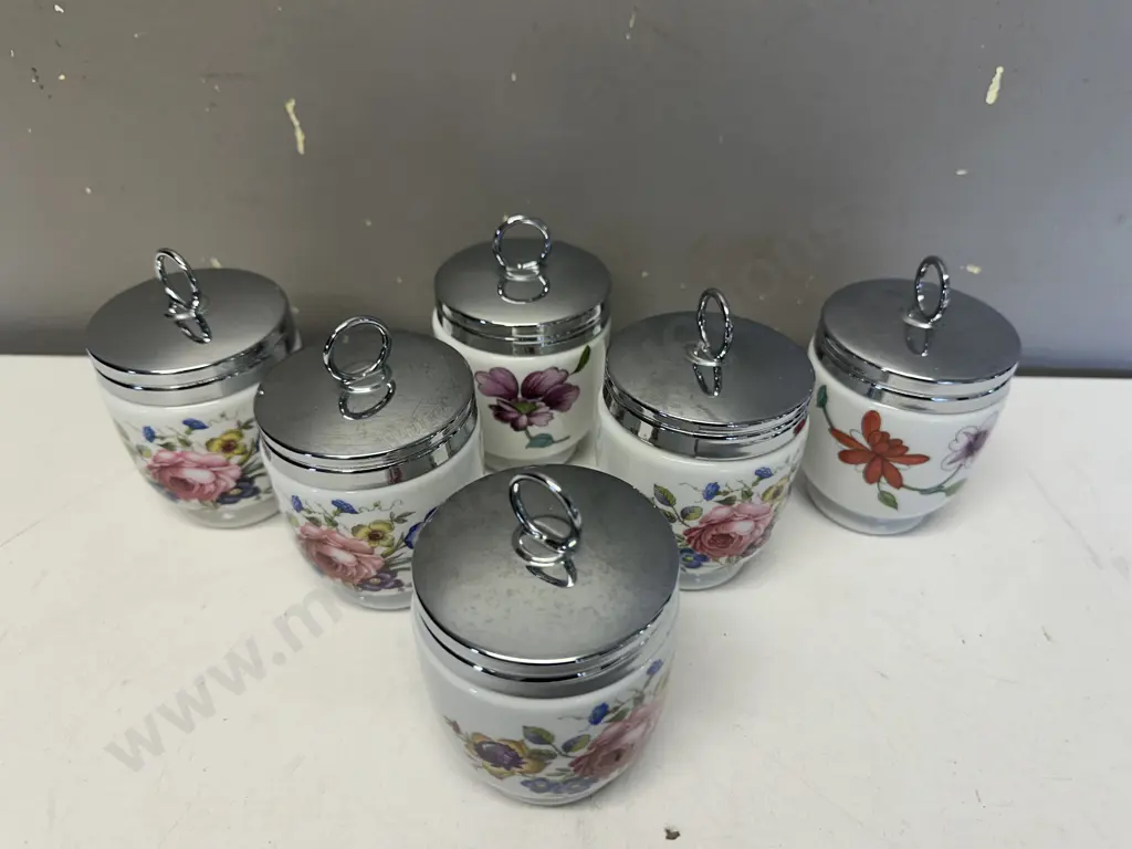 Assorted Royal Worcester Porcelain Egg Coddlers x6 Image 1++