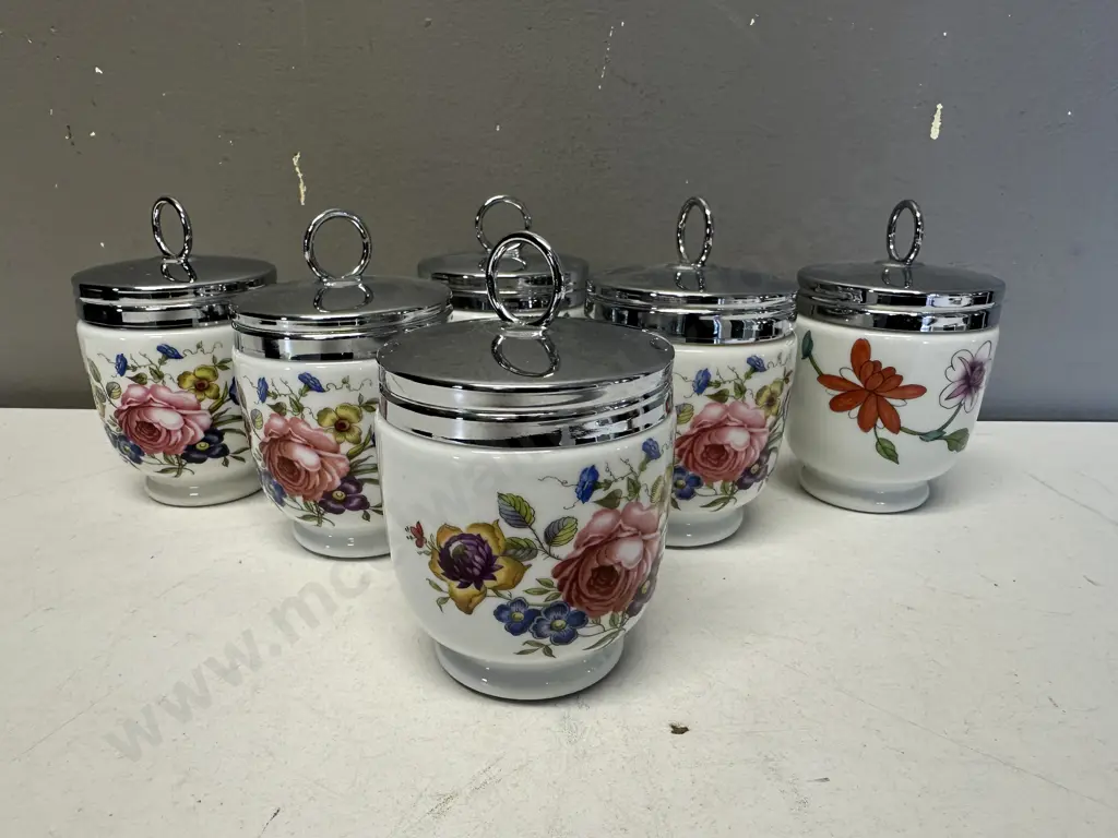 Assorted Royal Worcester Porcelain Egg Coddlers x6 Image 1++