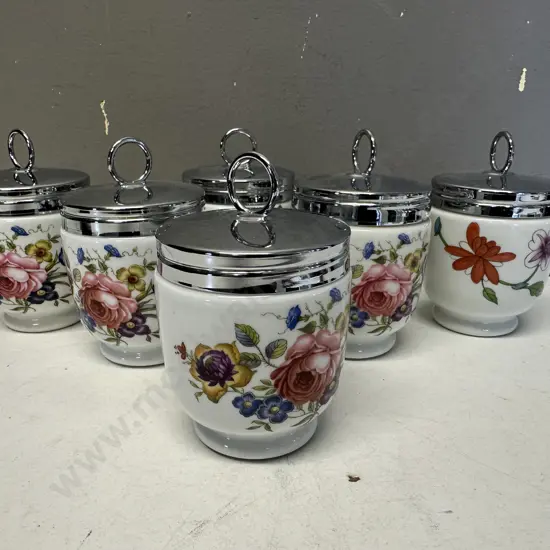 Assorted Royal Worcester Porcelain Egg Coddlers x6