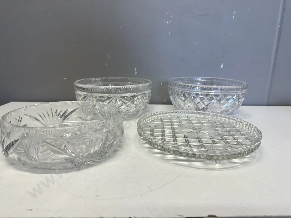 Vintage Crystal Bowls & Footed Plate Including Stuart Etc Image 1++