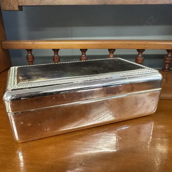 Vintage Metal Jewellery Box H6,W18,D11cm.