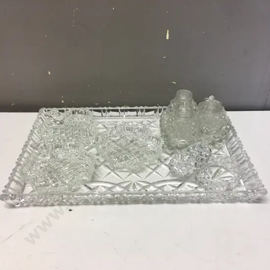 Selection Of Crystal & Glass Items On Rectangular Large Platter