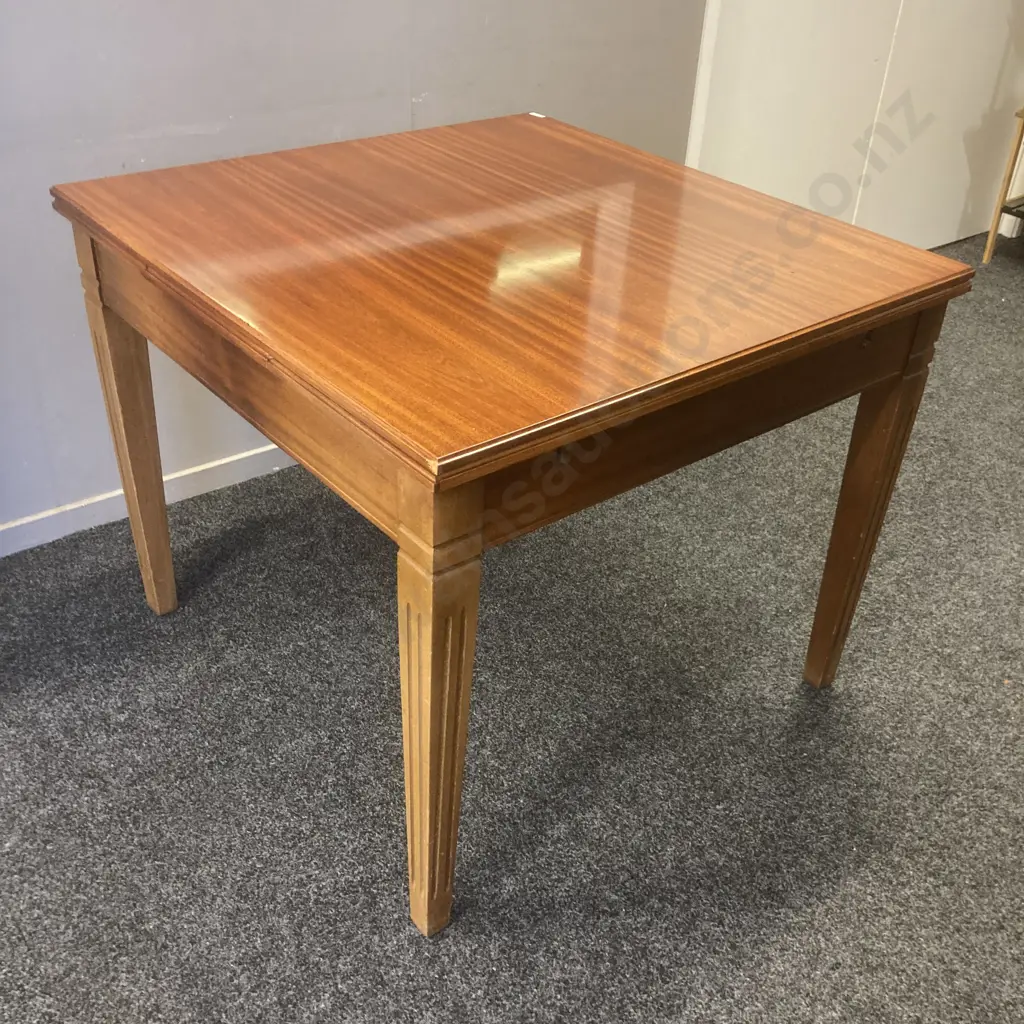 Mahogany Draw Leaf Extension Dining Table With 5 Burnt Orange Colour Draylon Chairs & Matching Stool Image 1++