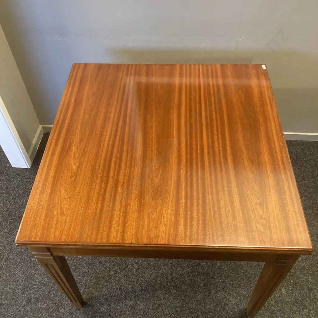 Mahogany Draw Leaf Extension Dining Table With 5 Burnt Orange Colour Draylon Chairs & Matching Stool Image 1++
