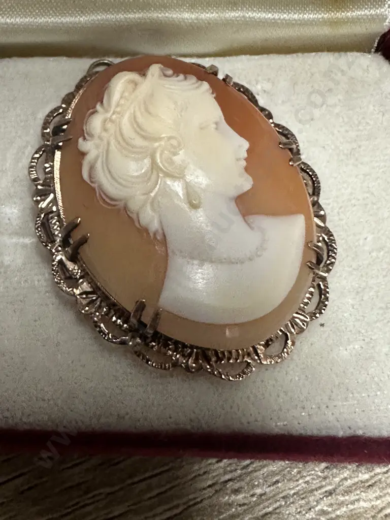 Vintage Cameo Brooch Stamped Image 1++