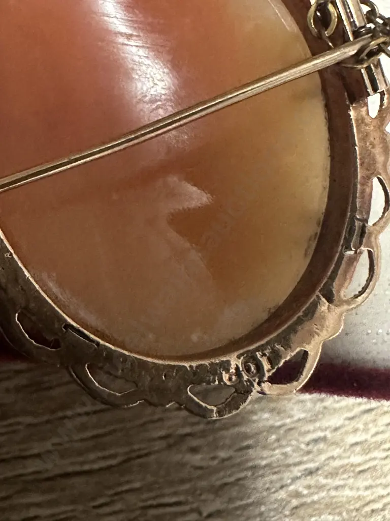 Vintage Cameo Brooch Stamped Image 1++