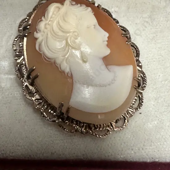 Vintage Cameo Brooch Stamped