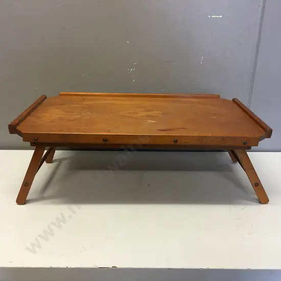 Vintage Folding Breakfast Tray With Marquetry Pattern