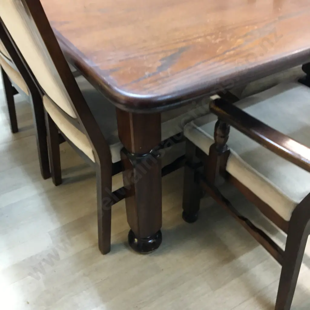 Vintage Oak Extension Dining Table With 6 Chairs Including 2 Carvers Image 1++