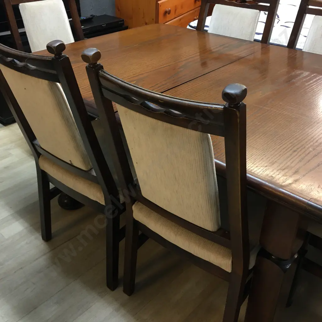 Vintage Oak Extension Dining Table With 6 Chairs Including 2 Carvers Image 1++