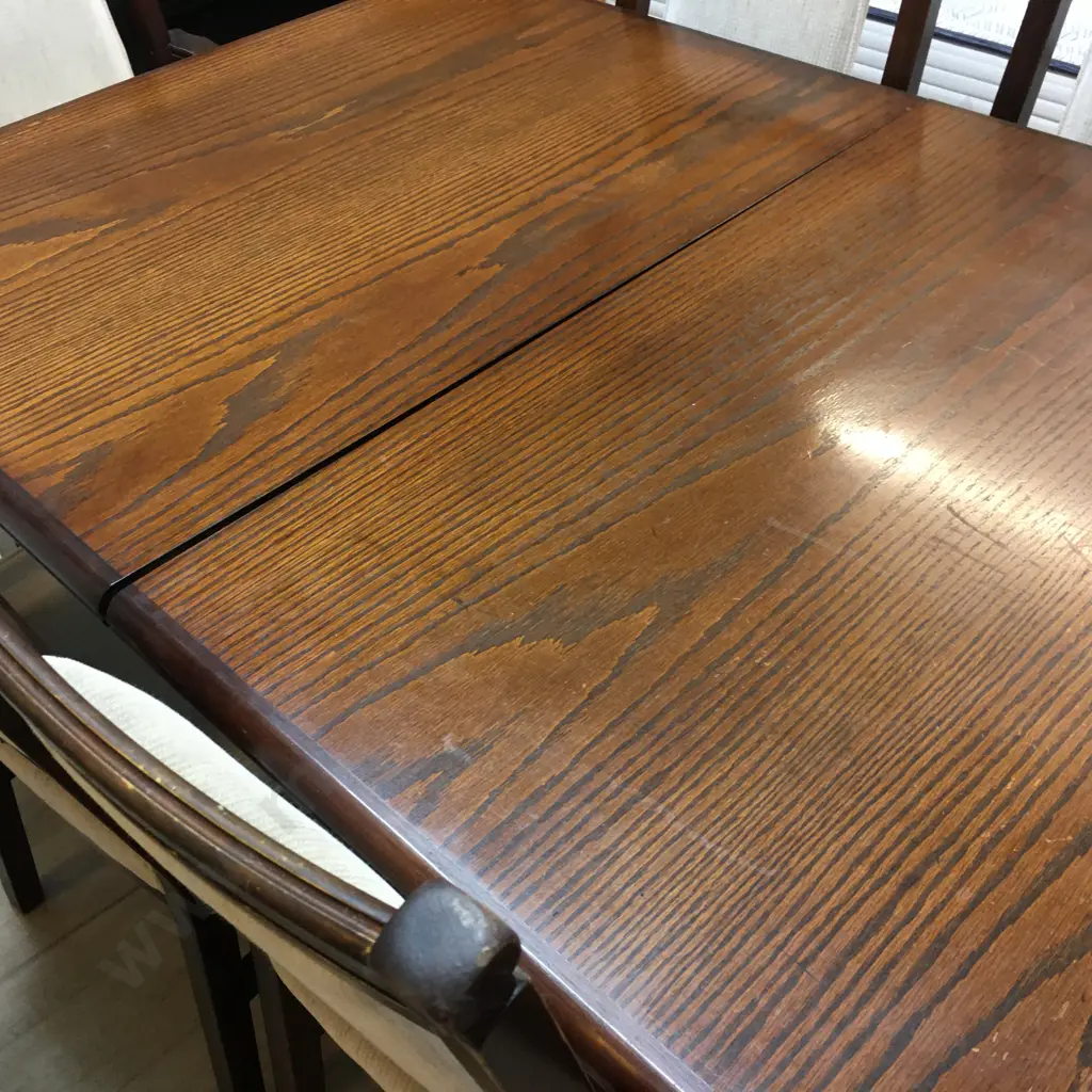 Vintage Oak Extension Dining Table With 6 Chairs Including 2 Carvers Image 1++