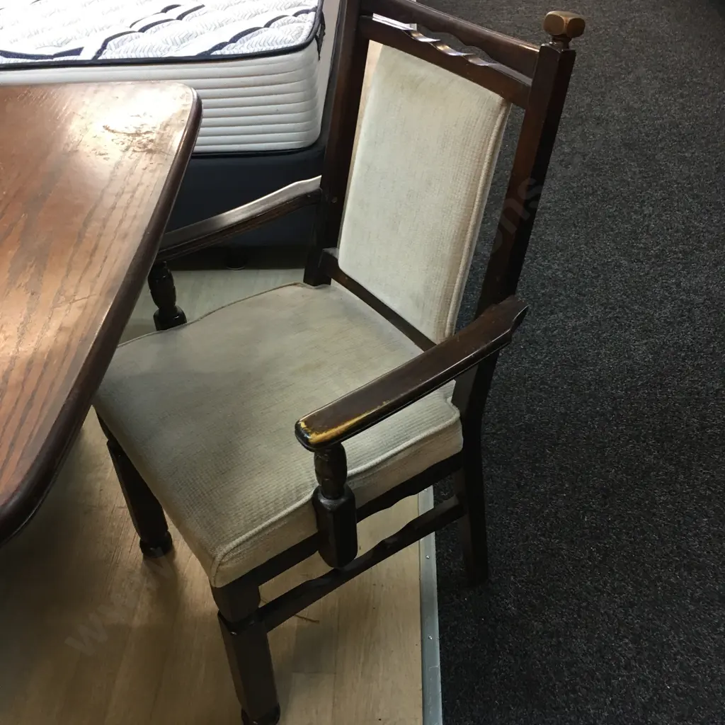 Vintage Oak Extension Dining Table With 6 Chairs Including 2 Carvers Image 1++
