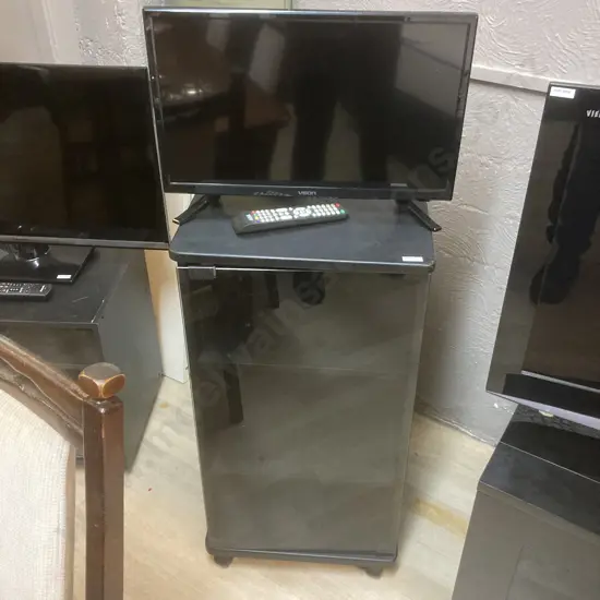 Veon 22" FHD LED / LCD TV With Built In DVD Player & Remote Control & Black Stereo Cabinet