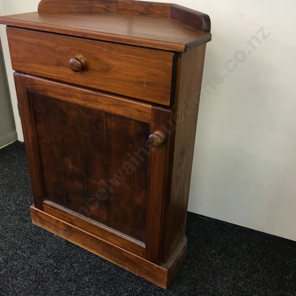 Pine Corner Unit, Single Door & Drawer, Knob Handles. H87 W62 D37cm Image 1++