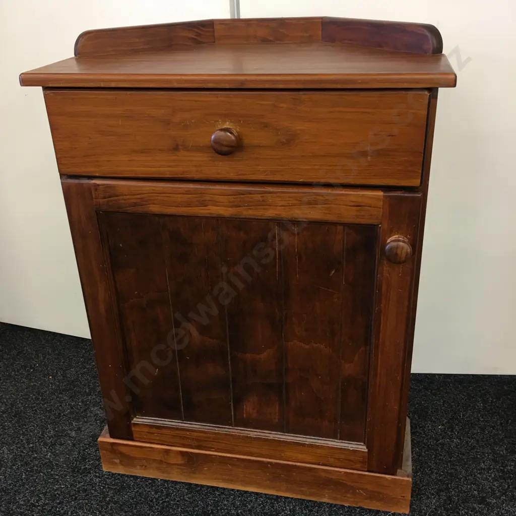 Pine Corner Unit, Single Door & Drawer, Knob Handles. H87 W62 D37cm Image 1++