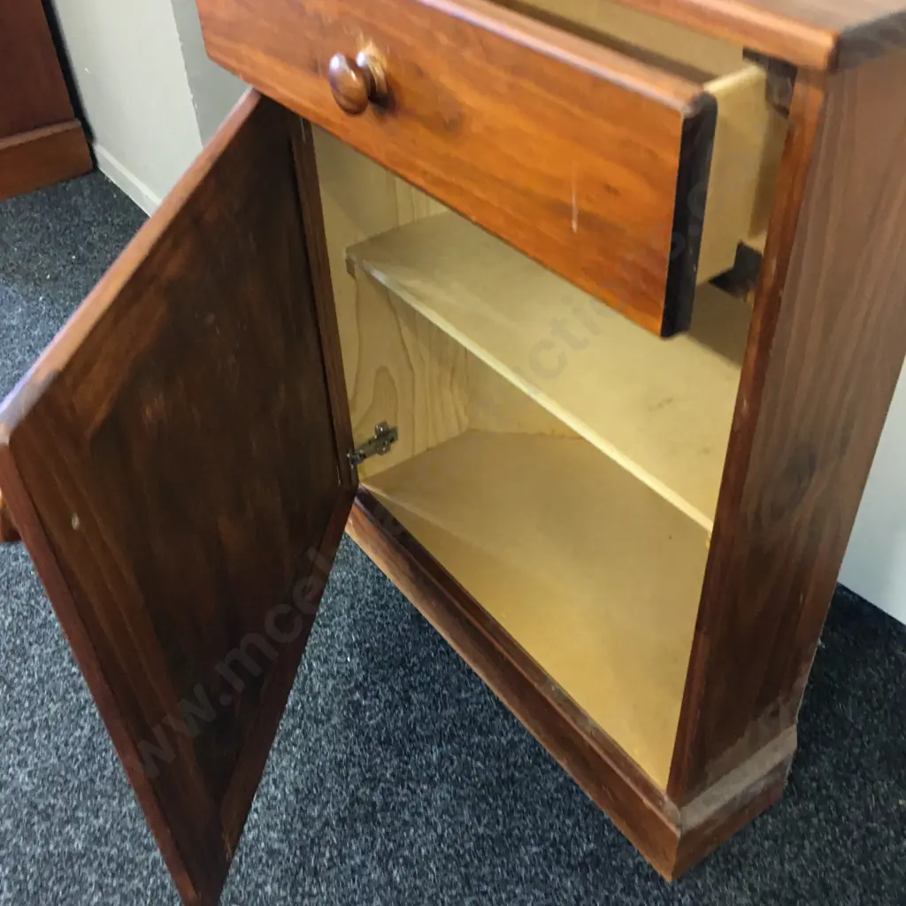 Pine Corner Unit, Single Door & Drawer, Knob Handles. H87 W62 D37cm Image 1++