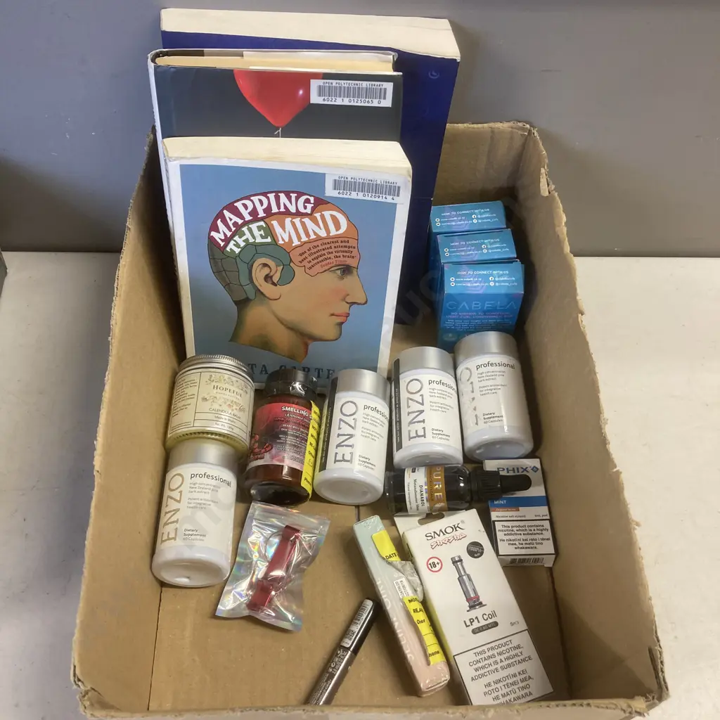 Box lot Supplements, Books, Makeup Etc Image 1++