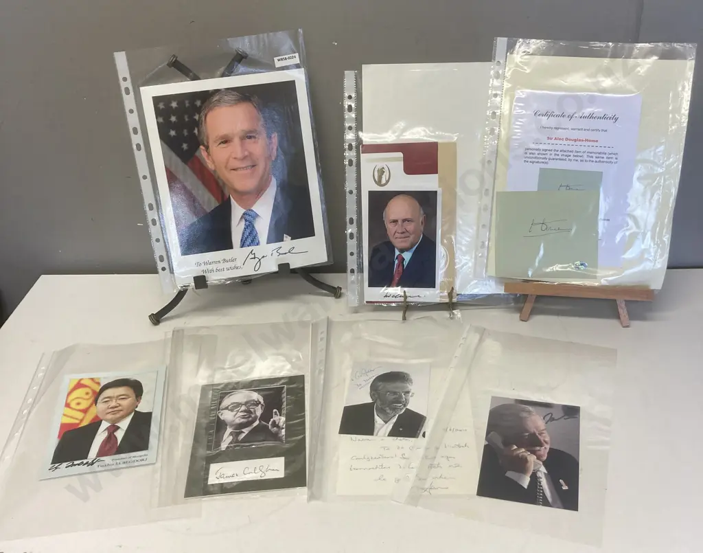 British PMs Sir Alec Douglas-Home Autograph With COA, James Callaghan Signed Photo, Sth Africas FW De Klerk Signed Photo Image 1++