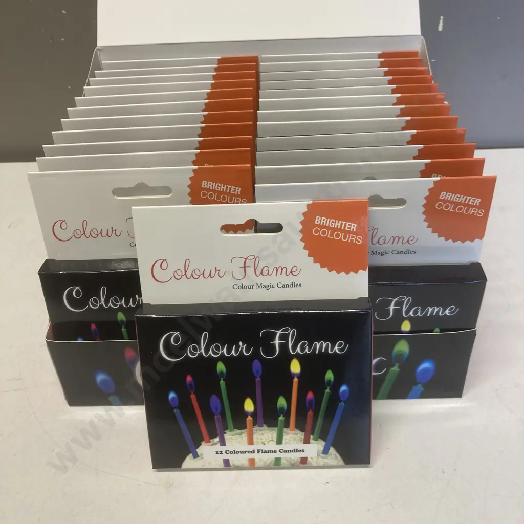 Box of 24 Colour Flame Candle 12 Packs Image 1++