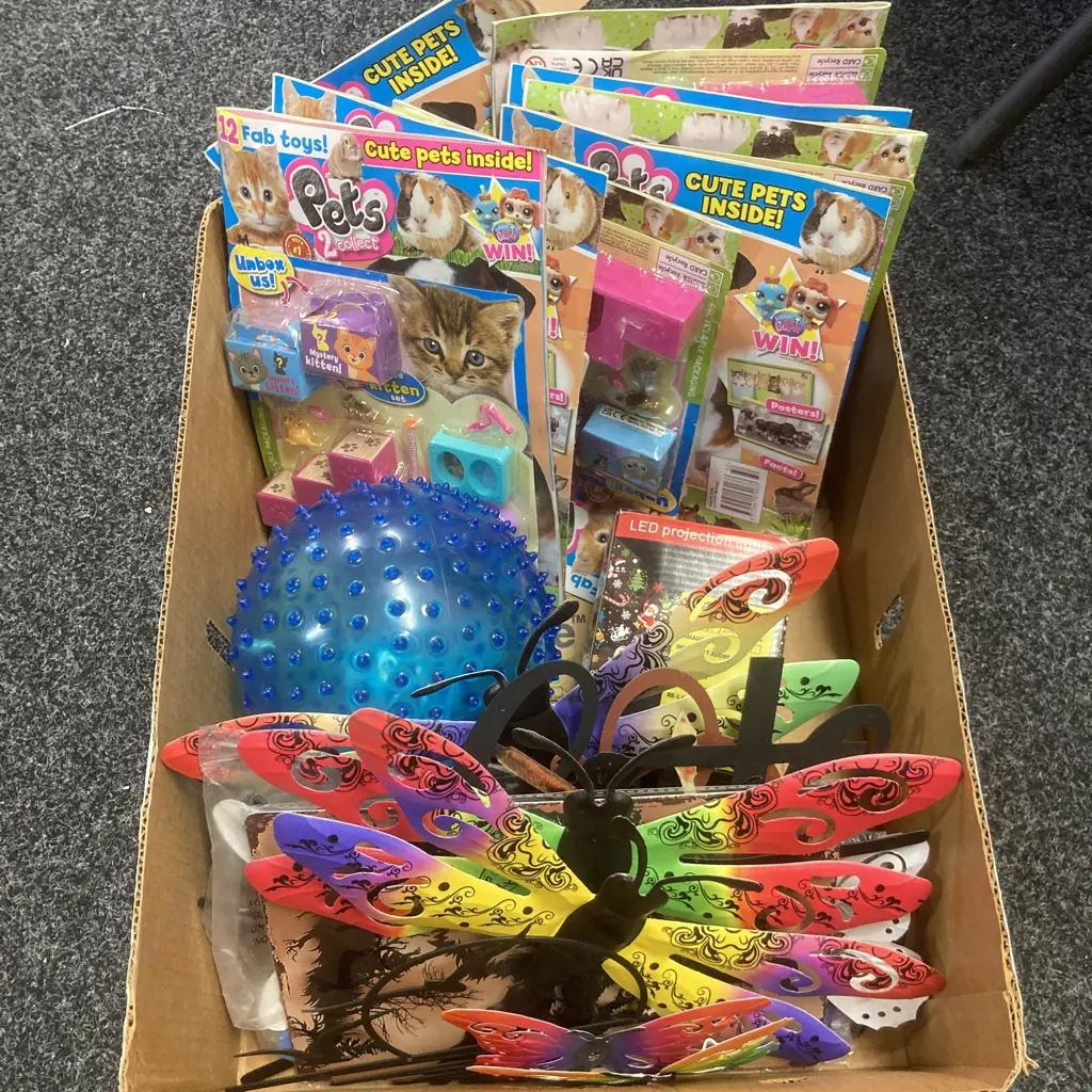 Box lot Kids Magazines, LED Projector Etc Image 1++