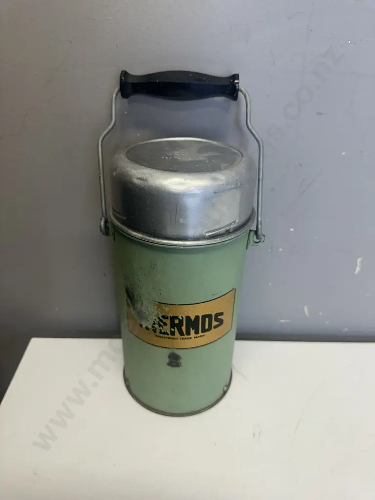 Vintage Thermos Flask With Cork Bung & Aluminium Cap Image 1++