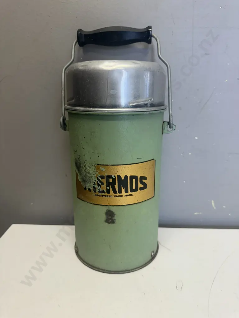Vintage Thermos Flask With Cork Bung & Aluminium Cap Image 1++