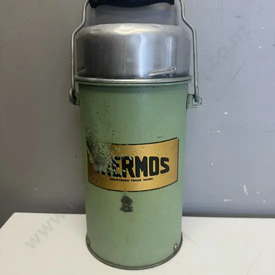 Vintage Thermos Flask With Cork Bung & Aluminium Cap