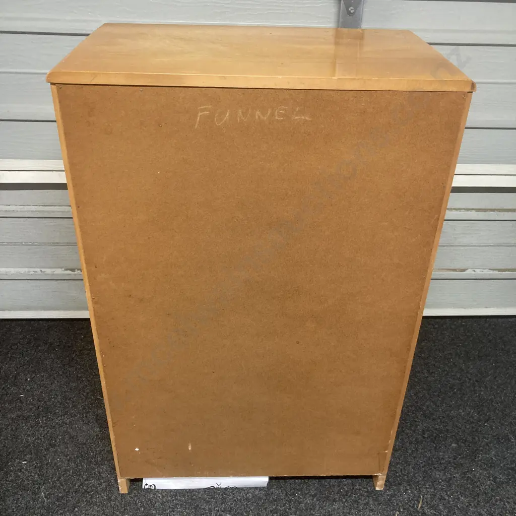 Vintage Rimu 5 Drawer Tallboy With Ornate Metal Handles. H101 W65.5 D40cm Image 1++
