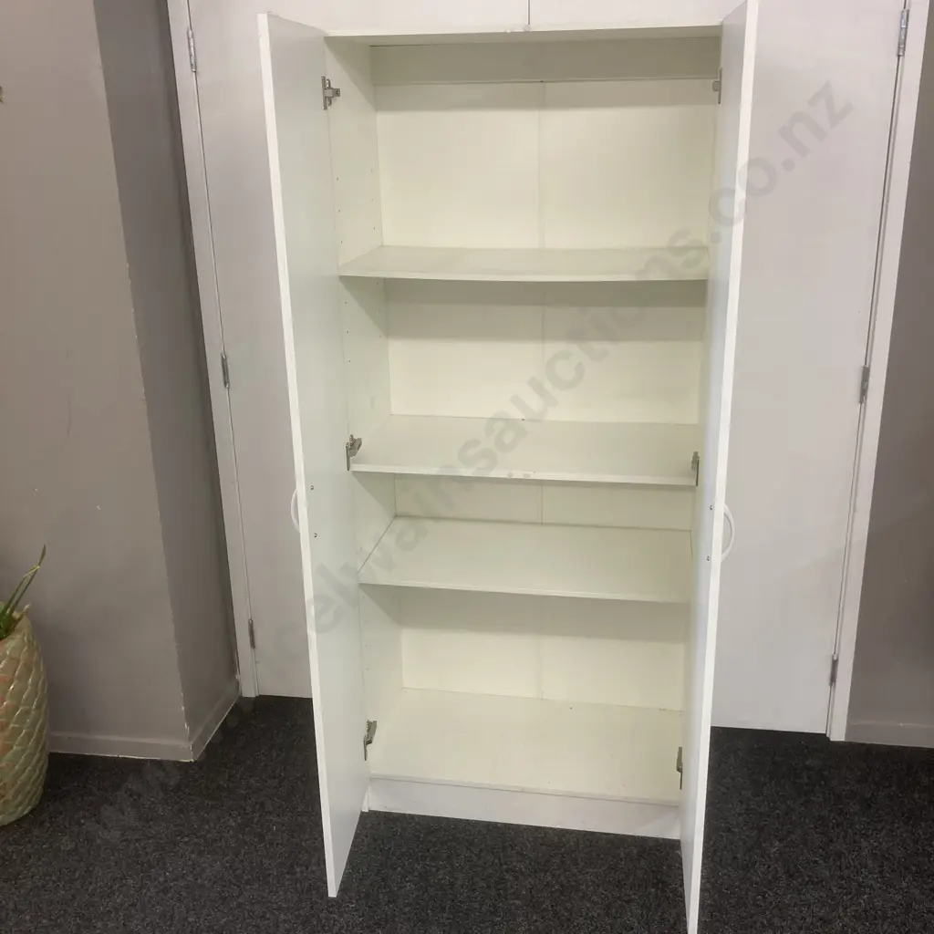 White Double Door Cupboard With Adjustable Shelves. H180 W80 D40cm Image 1++
