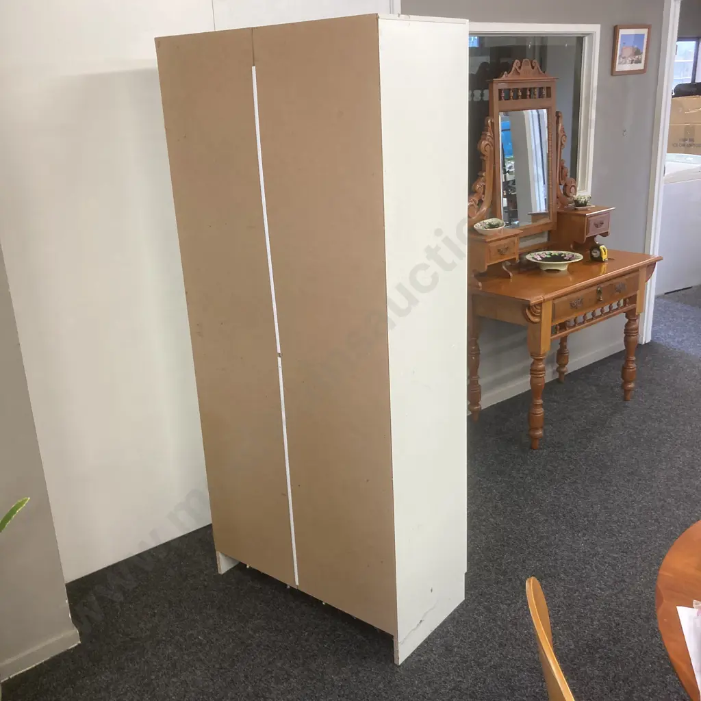 White Double Door Cupboard With Adjustable Shelves. H180 W80 D40cm Image 1++