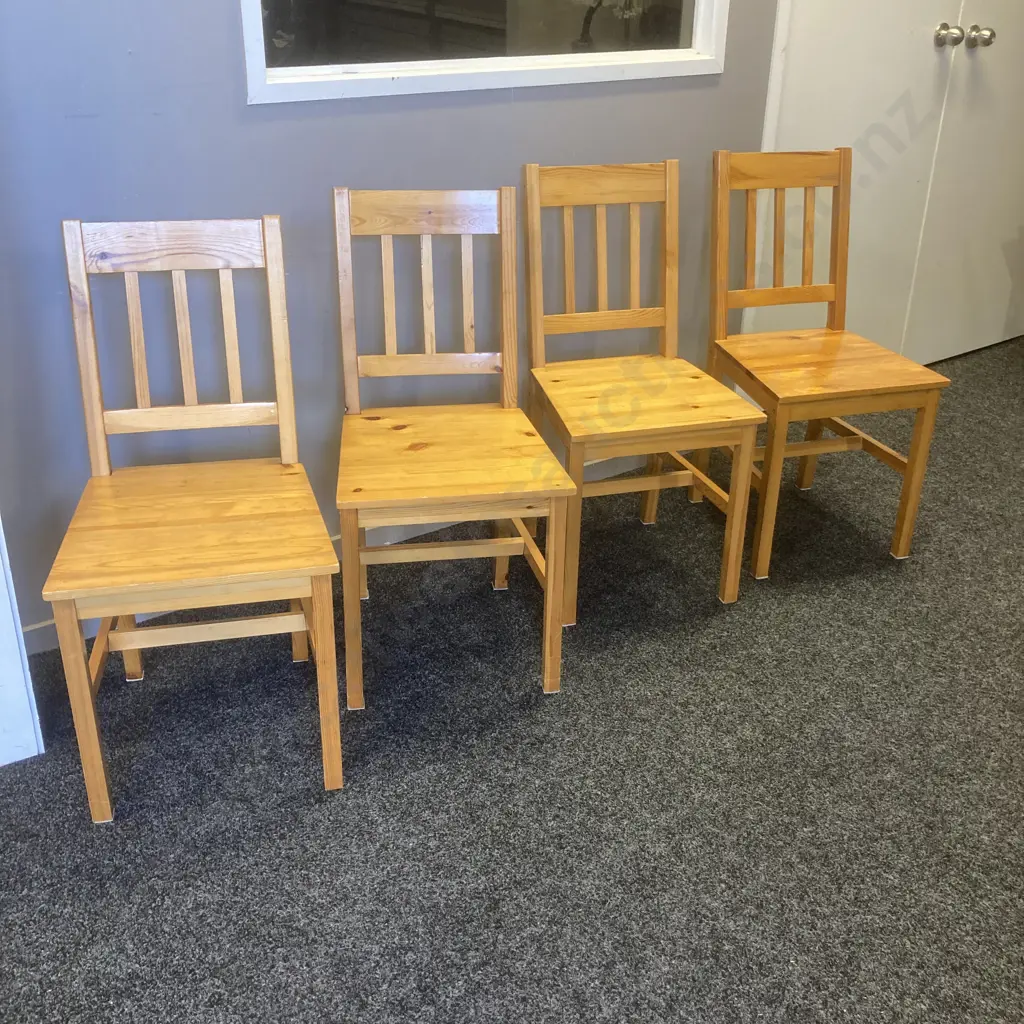 Set of Four Lite Weight Wooden Dining Chairs Image 1++