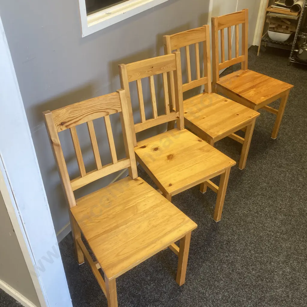 Set of Four Lite Weight Wooden Dining Chairs Image 1++