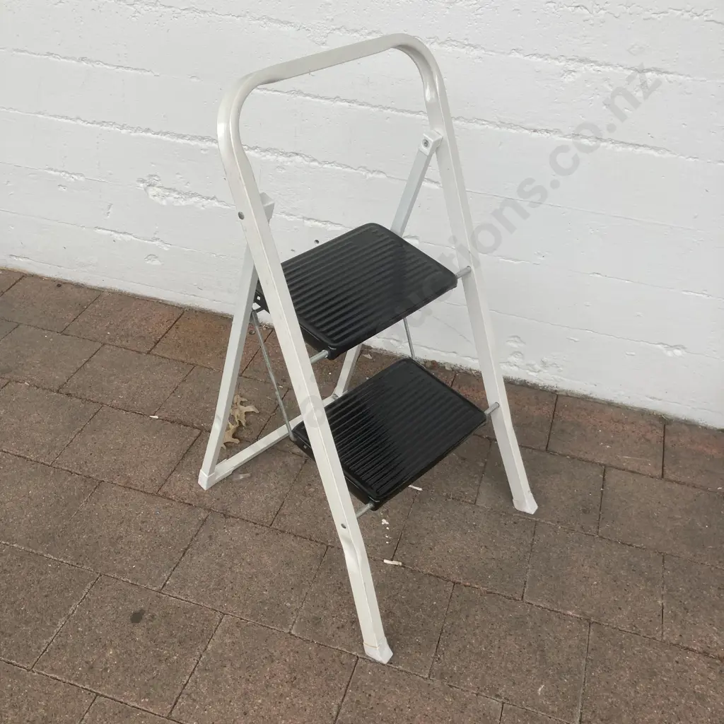 Black & White Folding Stepladder - 2 Step Image 1++