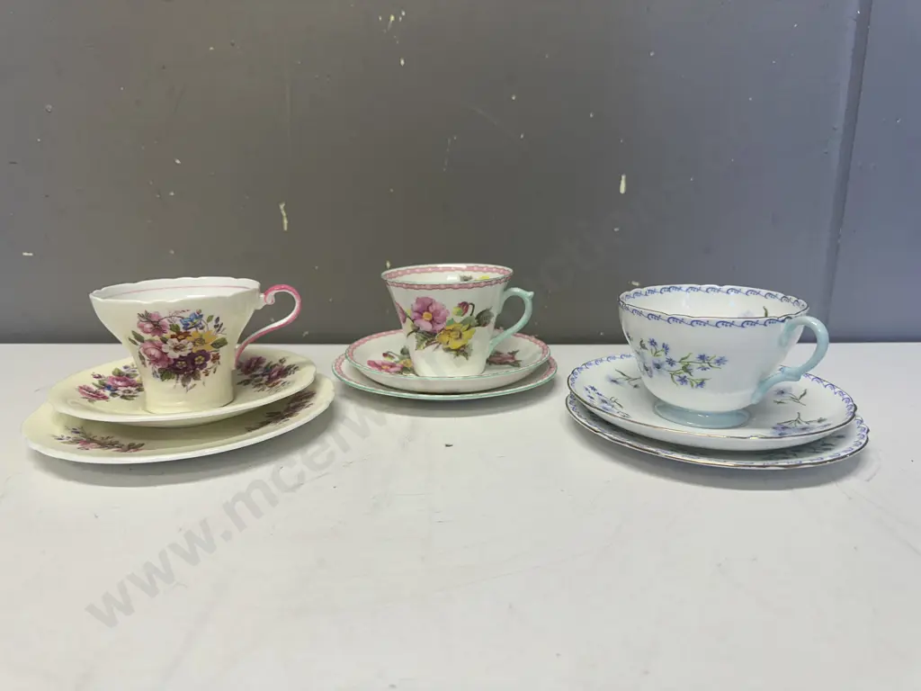 Vintage Trios x 3 Including Aynsley & Shelley Image 1++