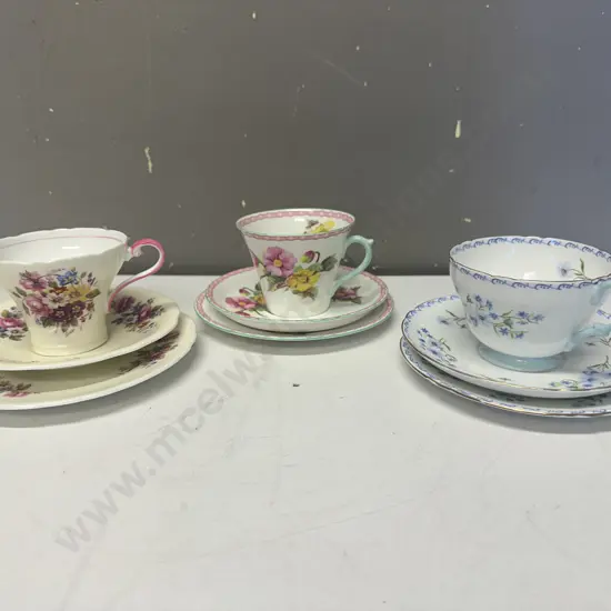 Vintage Trios x 3 Including Aynsley & Shelley